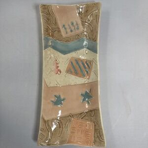 VTG Barbara Demery Pottery Studio Signed Dish Geometric Southwest 80s Tray Dish